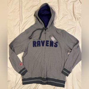 Mens NFL Pro Line Baltimore Ravens Thermal Knit Hoodie Full Zip XL Gray, NWT